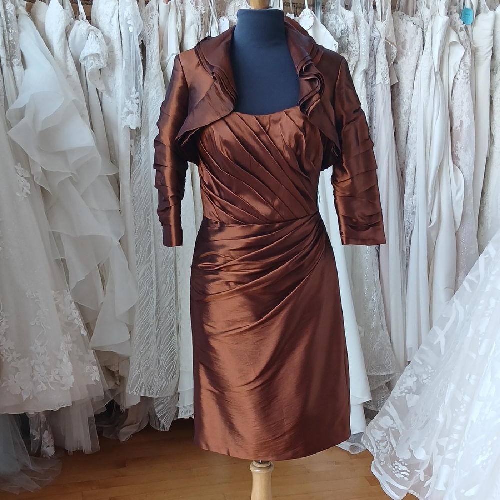 Tea Length Dress With Ruffle Jacket